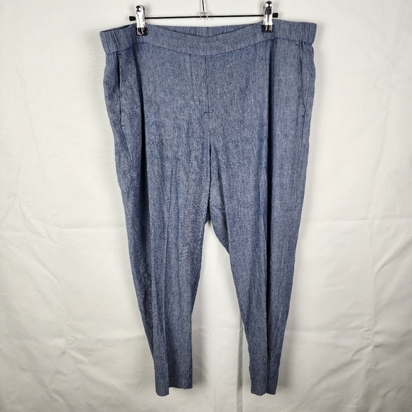J. Jill Linen Stretch Straight Leg Pull On Pants SIZE Large - Picture 1 of 6